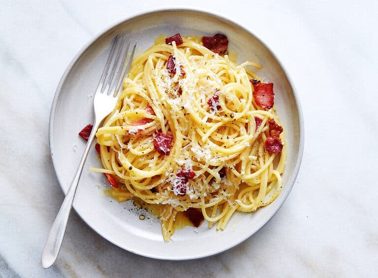 photo of pasta carbonara